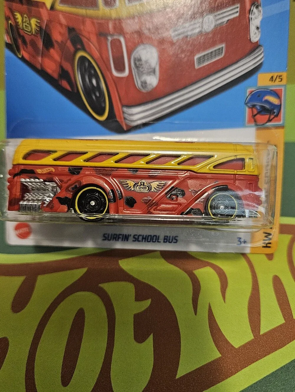 HotWheels Surfin'School BusRed and Yellow Die-Cast